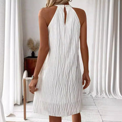 Fashion Dresses For Women Pure Color Halter Backless Dress - kinko