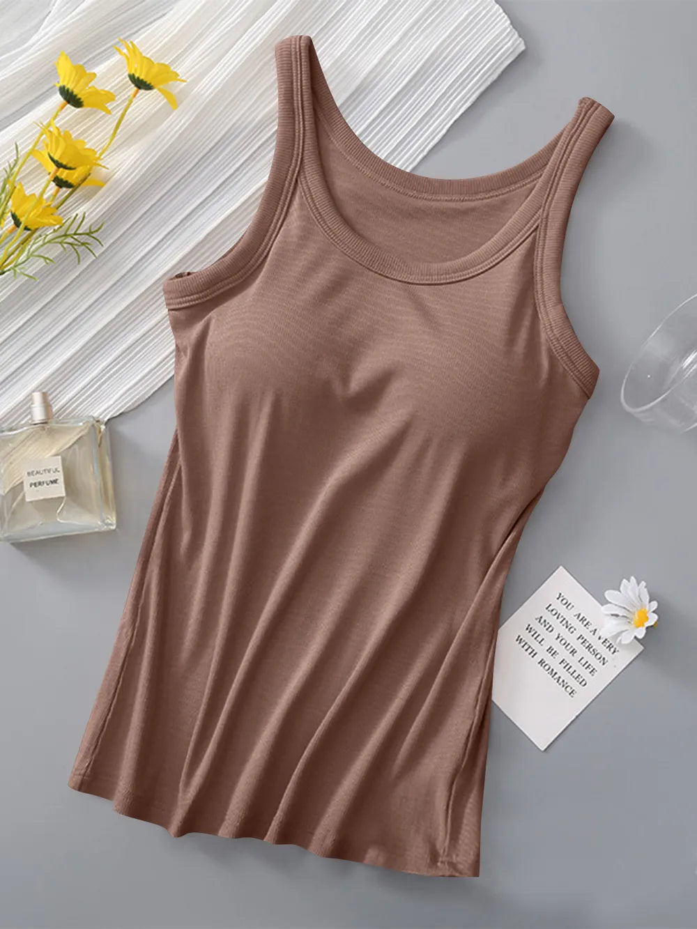 Round Neck Tank with Bra - kinko
