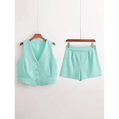 High Waist Casual Pants Shorts Suit Women