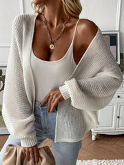 Batwing Sleeve Cardigan Solid Color Cardigan