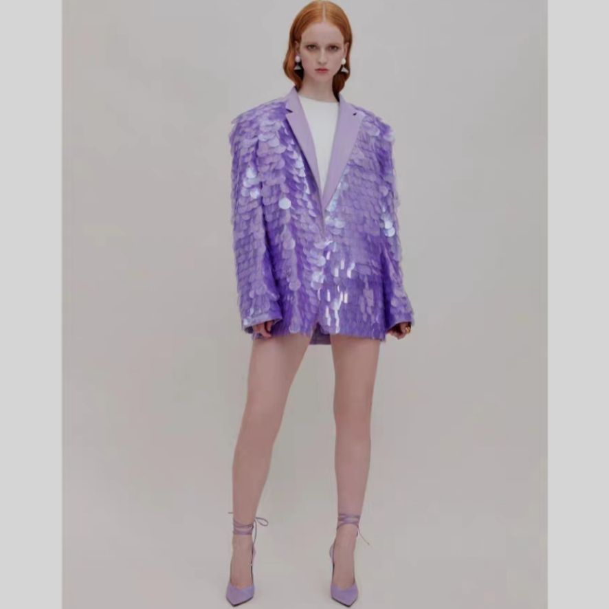 Loose Sequin Fashion Suit Top High Dinner Party Temperament Coat - kinko