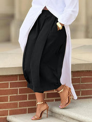 Plus Size Wide Leg Pleated Detail Cropped Pants - kinko