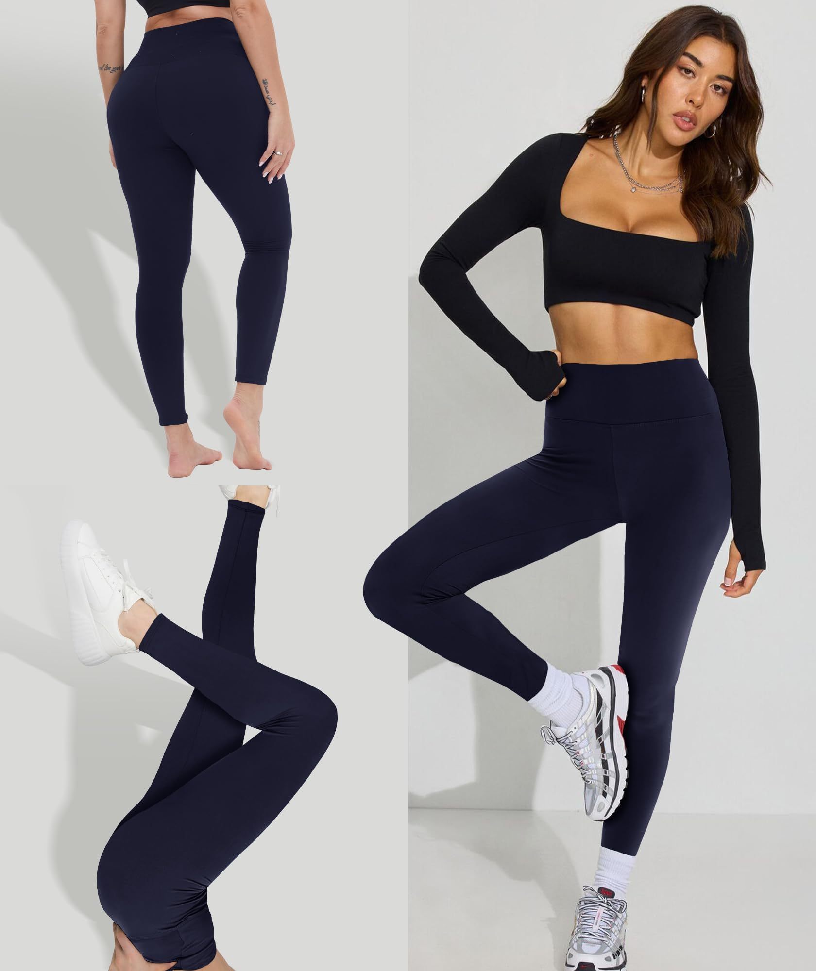 Leggings - Cropped High-waisted Solid Color - kinko