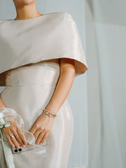 Satin Cape-style Top &Fitted Maxi Dress Set - kinko