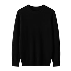 Fall Winter Men Wool Round Neck Solid Color Pullover Sweater Long Sleeve