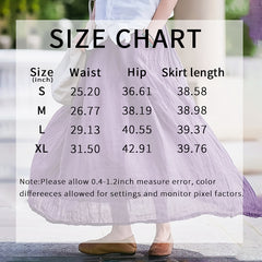 Women Bohemian Beach A-Line Dress Elastic Waist Flowy Long Maxi Skirt With Pockets - kinko