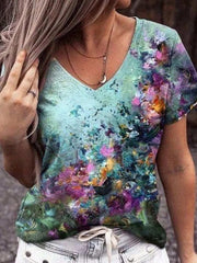 European And American Style Casual Women's Commuter Elegant V-neck Short Sleeve - kinko