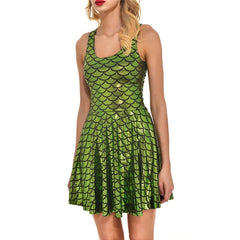 Women's Shiny Mermaid Sleeveless Short Tank Dresses - kinko