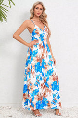 Printed Surplice Maxi Cami Dress - kinko