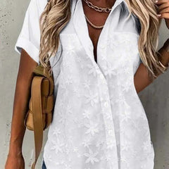 Casual Lace Loose White Shirt Shirt - kinko