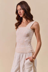 SO ME Two Tone Floral Seamless Tank Top - kinko