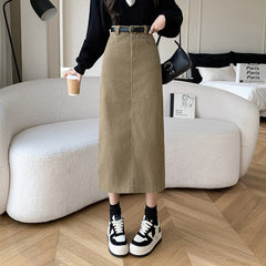 Skirt Retro High Waist A- Line Sheath Straight Skirt - kinko