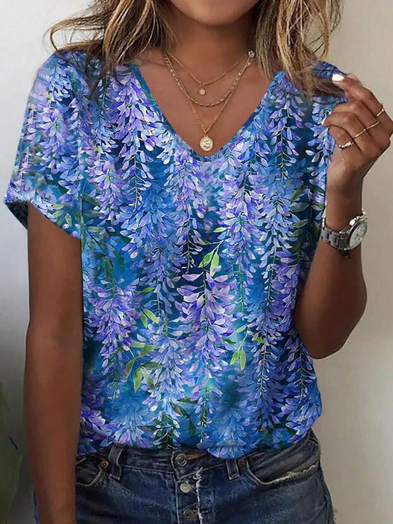 European And American Style Casual Women's Commuter Elegant V-neck Short Sleeve - kinko