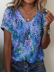 European And American Style Casual Women's Commuter Elegant V-neck Short Sleeve - kinko