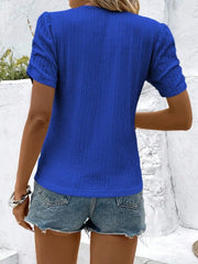 Ruched Round Neck Short Sleeve Top - kinko