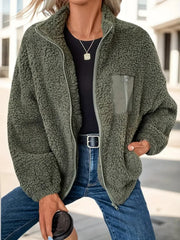 Women's Simple Fashion Zipper Drooping Shoulder Jacket - kinko