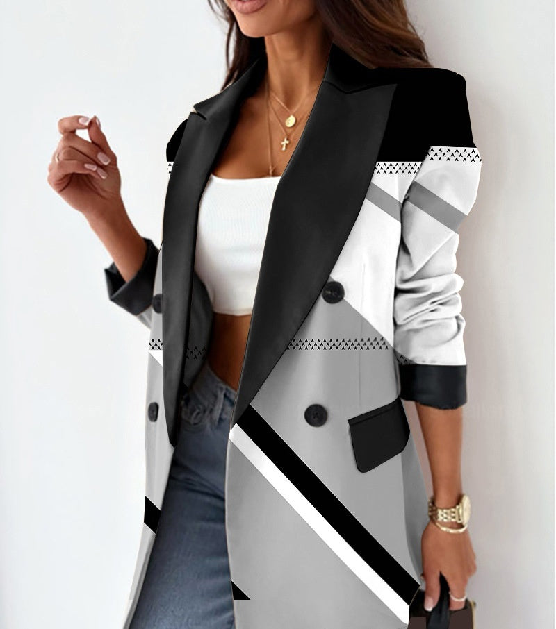 Women's Clothing Plain Casual Loose Beige Blazer - kinko