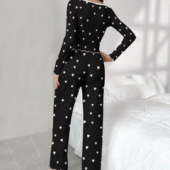 Printed Black White Heart Women's Home Clothes - kinko