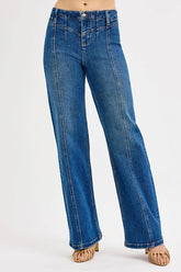 RISEN Seam Detail Wide Leg Jeans - kinko