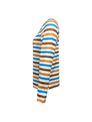 Full Size Striped Long Sleeve Casual Top Plus Size - kinko