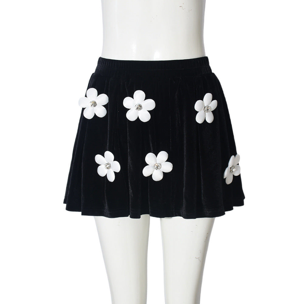 3D Flower Stretch Skirt Female Fashion European And American Style - kinko