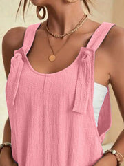 Full Size Knot Strap Romper with Pockets Plus Size - kinko