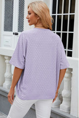 Eyelet Open Front Half Sleeve Cardigan - kinko