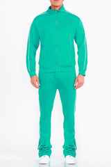 WEIV Men's Zip Up Jacket and Flared Pants Set - kinko