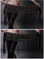 Belly Dance Waist Scarf Performance Tassel Hip Scarf Ethnic Tribe Dance Costume Belly Dance Waist Chain - kinko