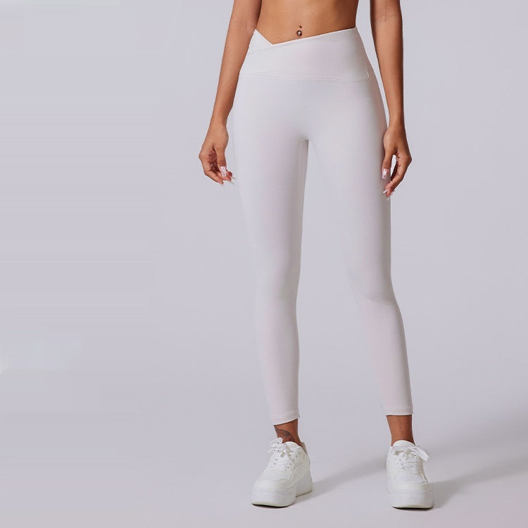 Autumn And Winter Cross Waist Nude Feel Sports Trousers - kinko