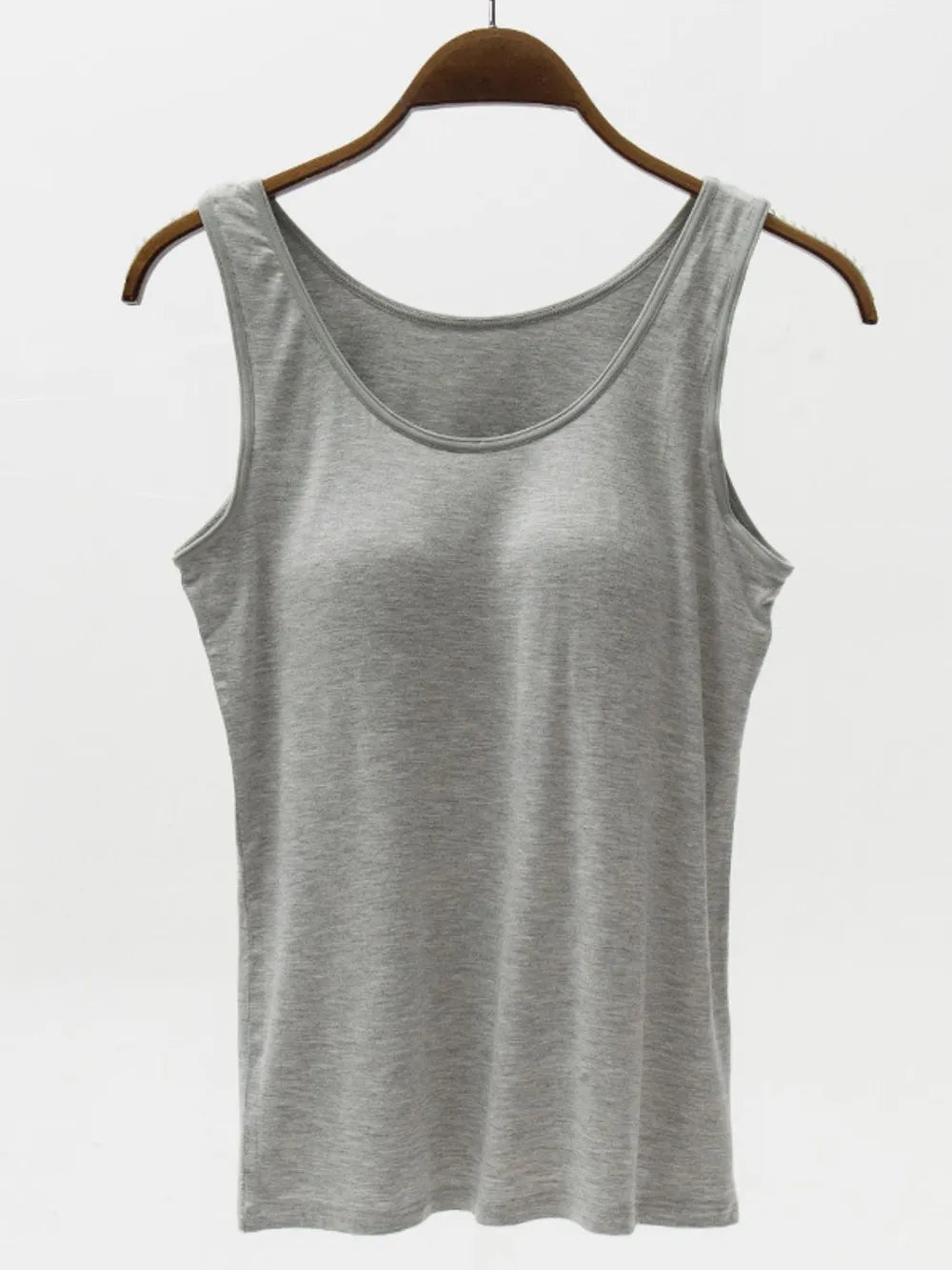 Full Size Wide Strap Modal Tank with Bra - kinko