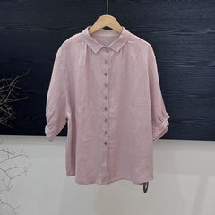 Artistic Versatile Breathable Solid Color Linen Women's Shirt - kinko