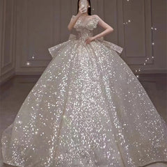 One-shoulder High-quality Long Trailing Heavy Industry Retro Wedding Dress - kinko