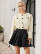 Button Up Long Sleeve Crop Outerwear - kinko