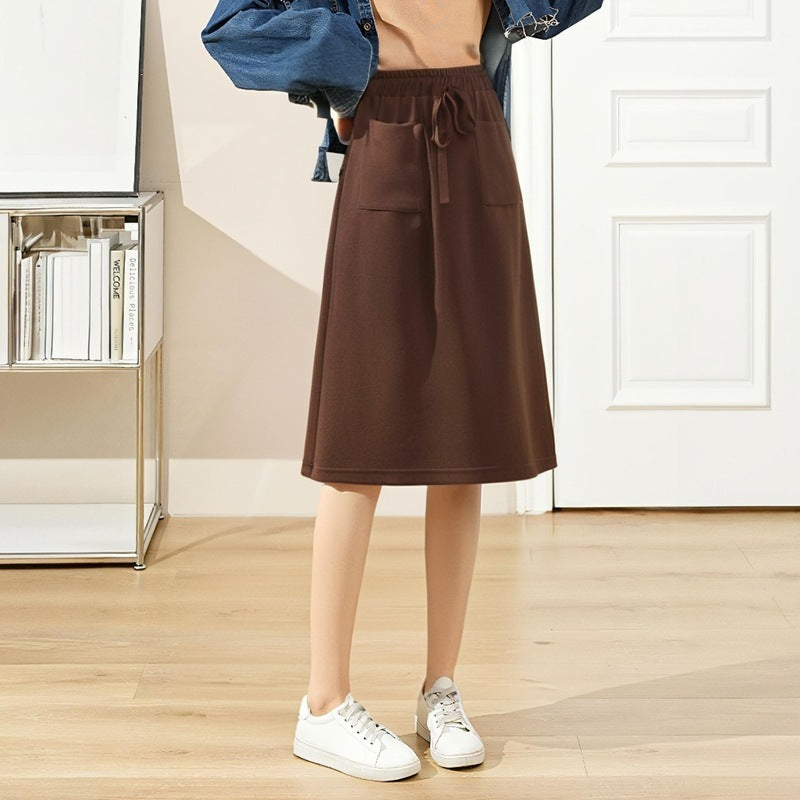 Elastic Waist Loose Slimming Autumn And Winter New Plus Size Women's Skirt - kinko