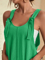 Full Size Knot Strap Romper with Pockets Plus Size - kinko