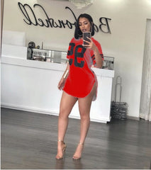 Printed Short Sleeved Mini Dresses Casual - kinko