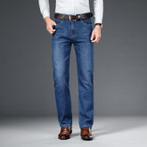 Men's Jeans Straight Loose Elastic Business Trousers - kinko