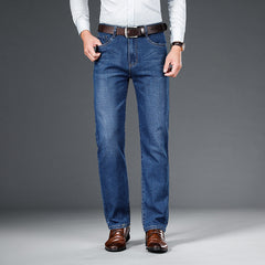Men's Jeans Straight Loose Elastic Business Trousers - kinko
