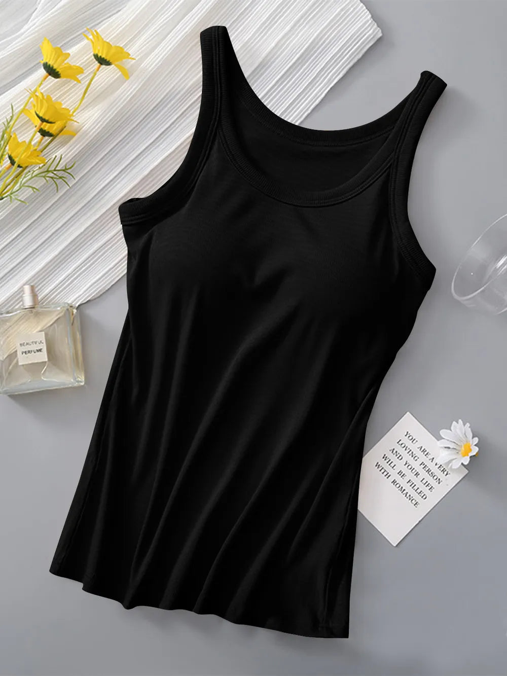 Round Neck Tank with Bra - kinko