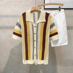Dopamine Stripe Loose Casual Shirt - kinko