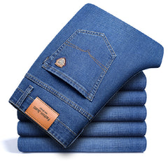 Men's Jeans Straight Loose Elastic Business Trousers - kinko