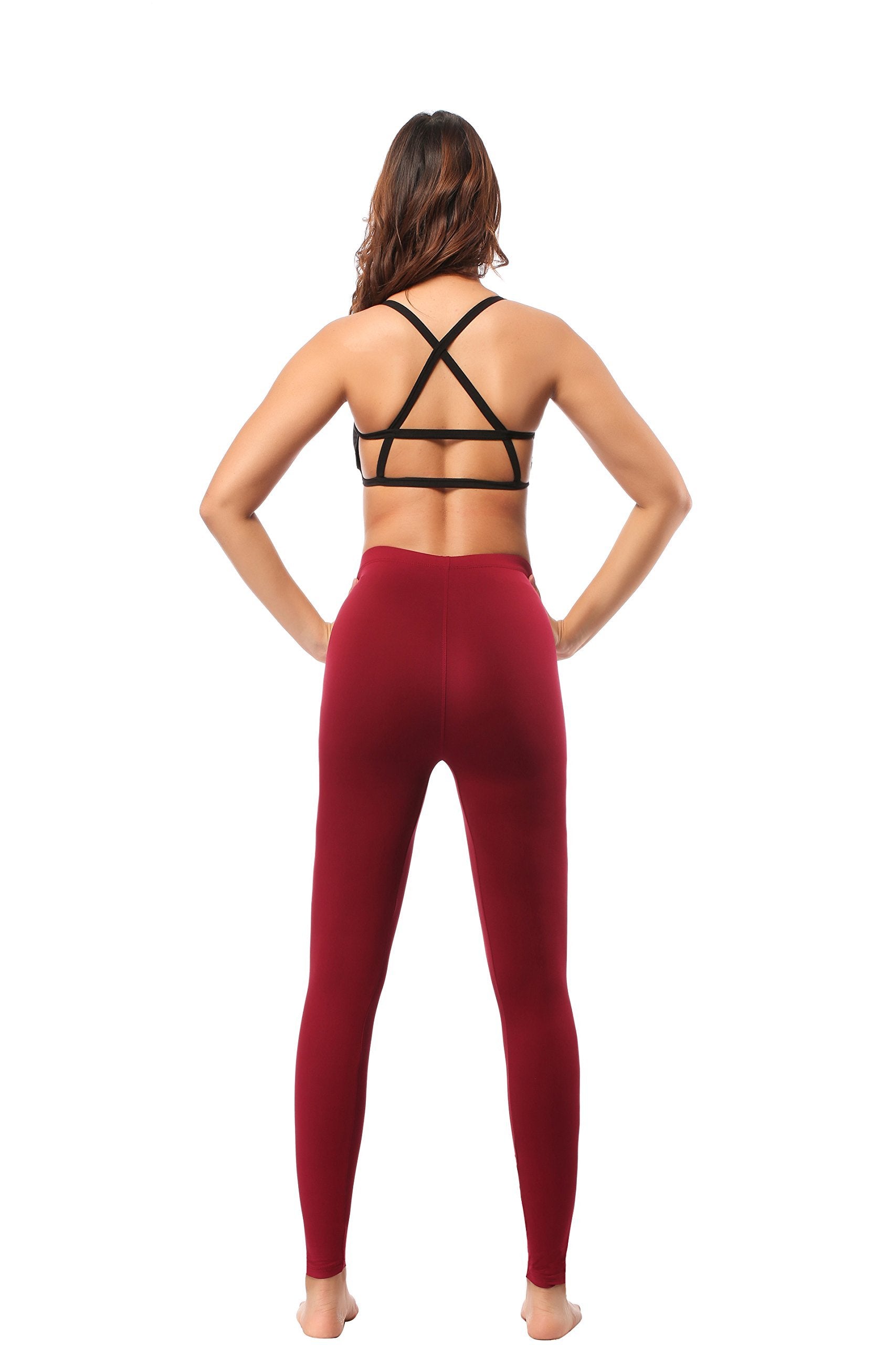Leggings - Cropped Low-rise Solid Burgundy - kinko