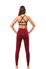Leggings - Cropped Low-rise Solid Burgundy - kinko