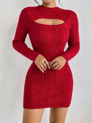 Hollow-out Cinched Women's Clothing Package Hip Sweater Dress - kinko