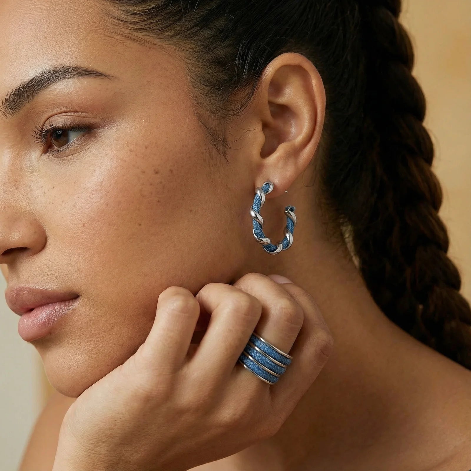 Denim Twist Hoops - kinko Global Holdings inc