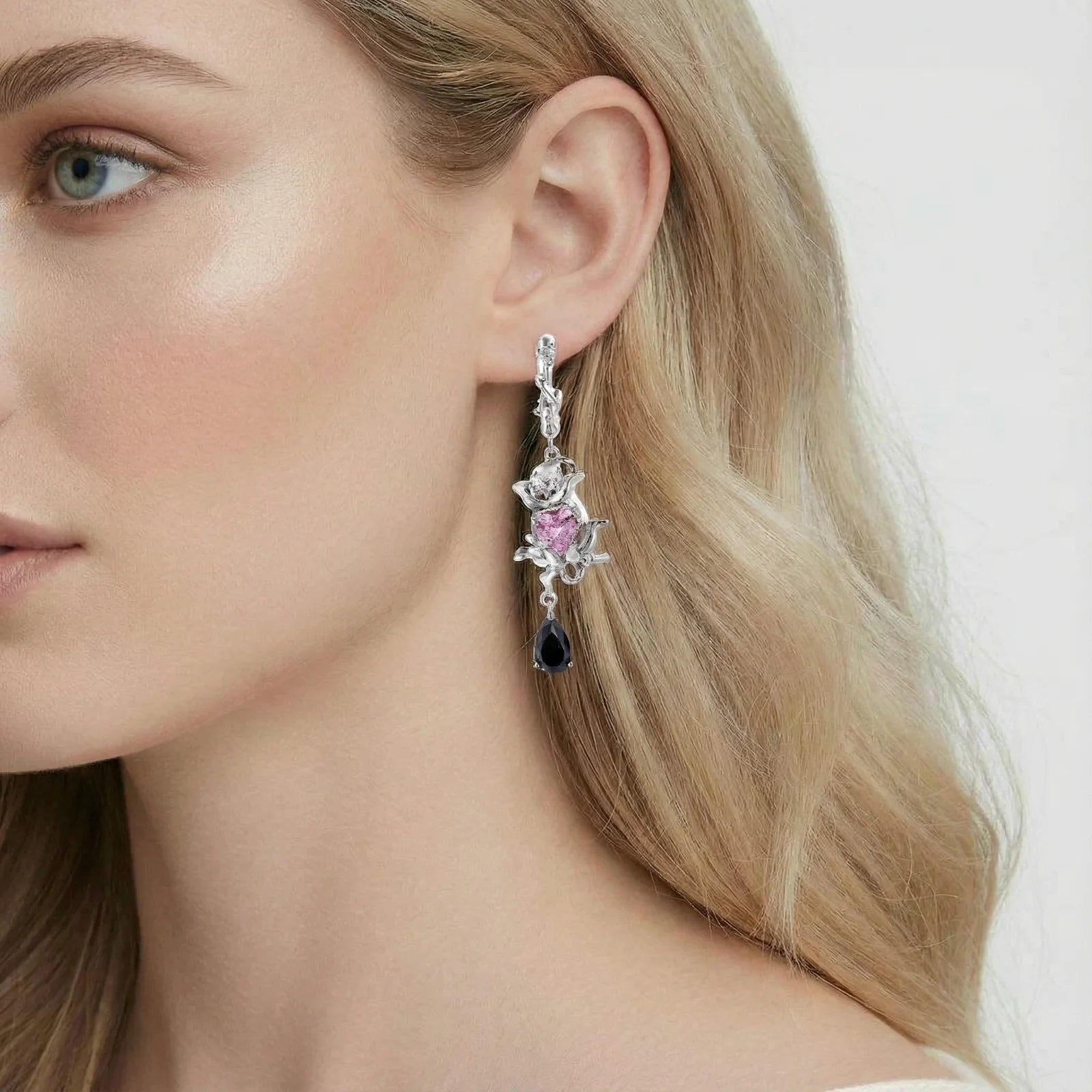 Rose Crown Drop Earrings - kinko Global Holdings inc