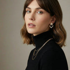 עגילי פנינה גיאומטריים