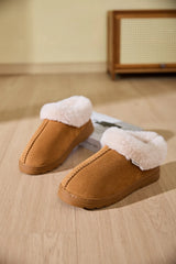 Faux Fur Round Toe Platform Slippers - kinko