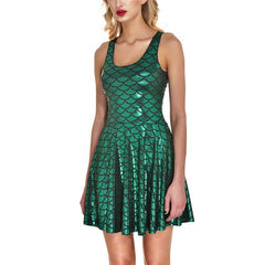 Women's Shiny Mermaid Sleeveless Short Tank Dresses - kinko
